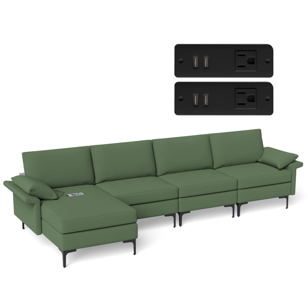 Giantex 130.5" L Convertible Sofa Couch, Sectional Sleeper