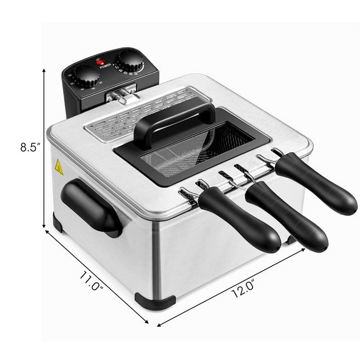 1700W Electric Deep Fryer with 3 Baskets - Giantex