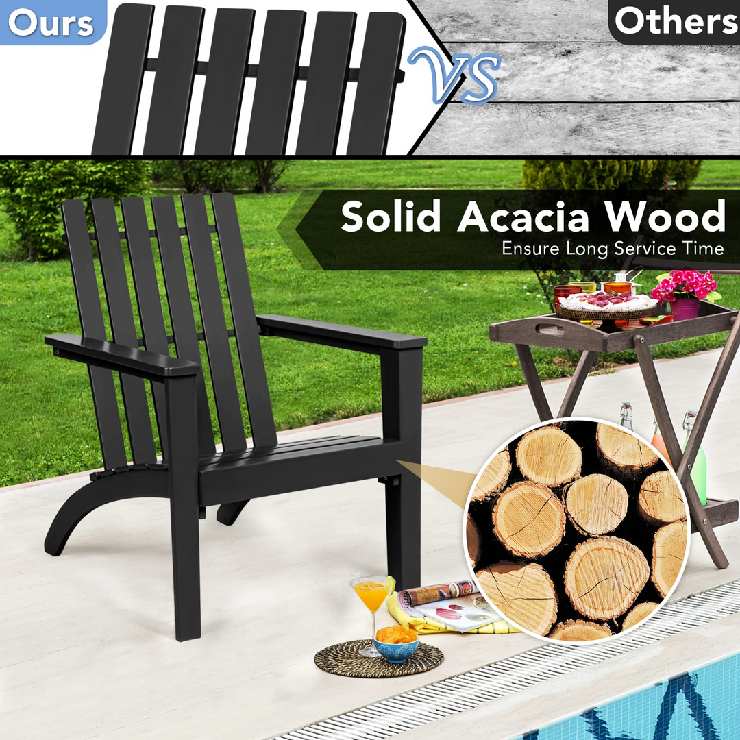 Giantex Wood Adirondack Chair &amp; Side Table Set, Patio Bistro Set with Slatted Design