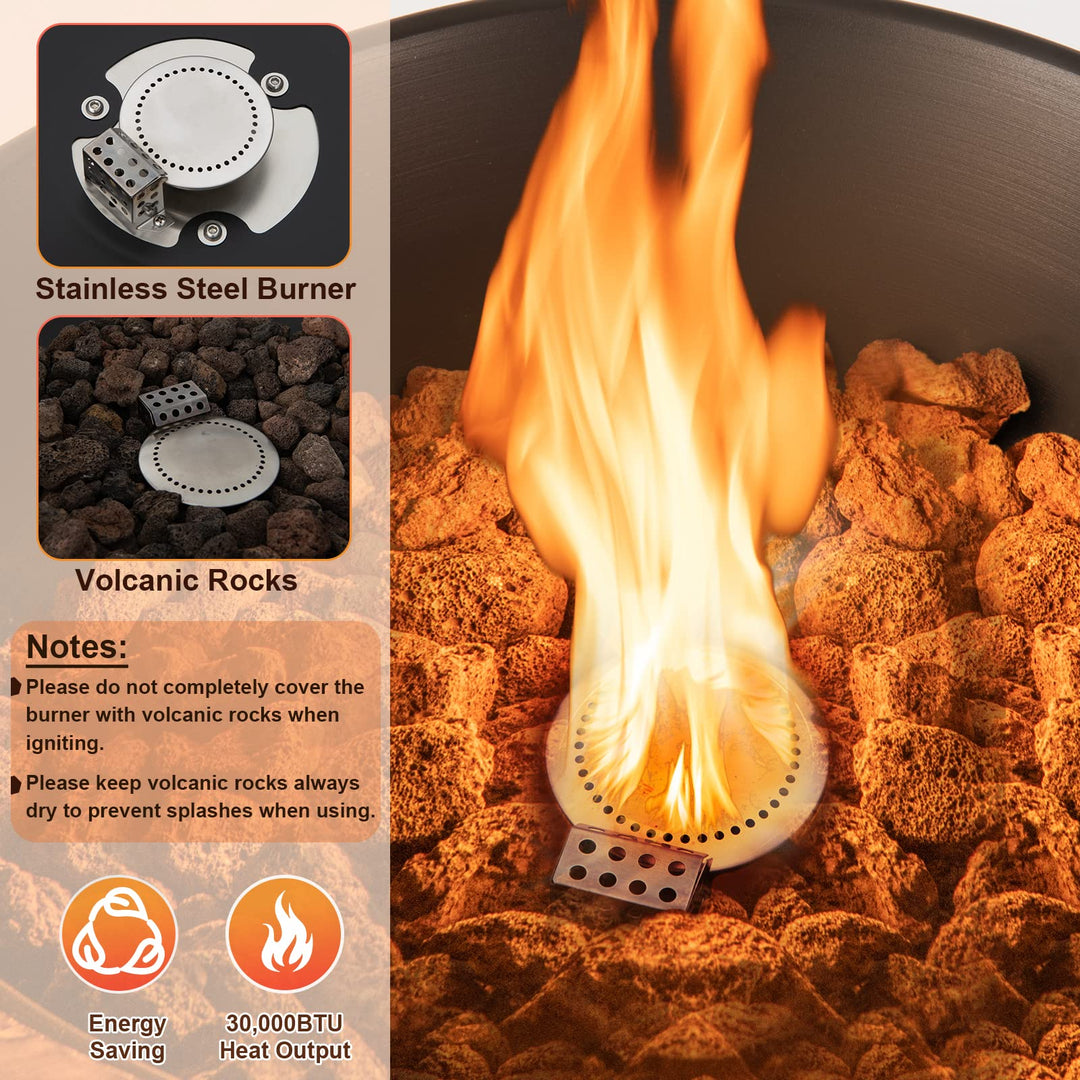 Giantex Outdoor Propane Fire Pit - 48 Inch Propane Fire Bowl Column with Lava Rocks &amp; PVC Cover, 30,000 BTU Heat Output