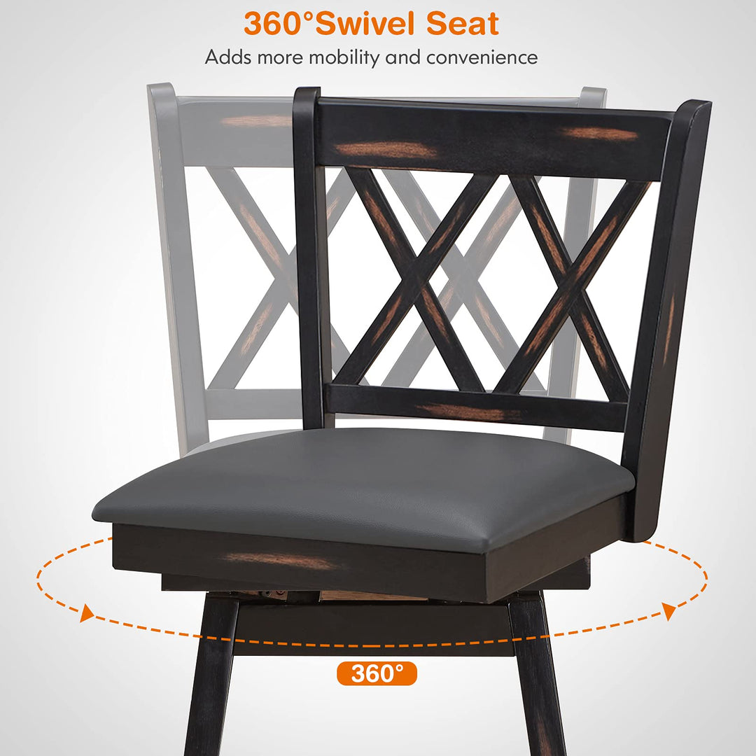 Giantex Bar Stool with Foot Rest Upholstered Cushion &amp; Ergonomic Backrest