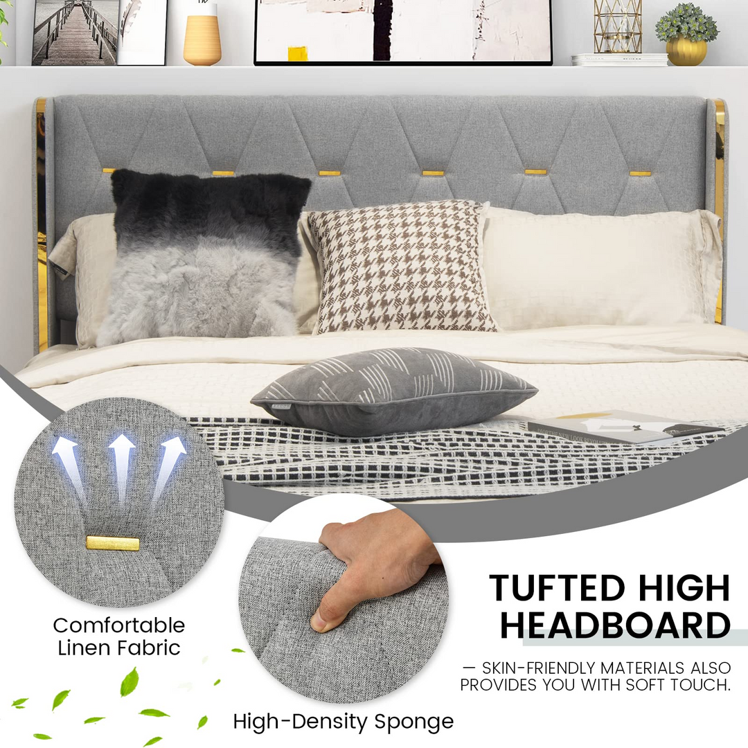 Giantex Queen/Full Size Upholstered Bed Frame with 4 Drawers