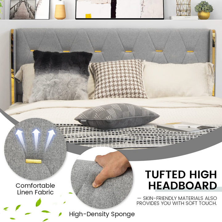 Giantex Queen/Full Size Upholstered Bed Frame with 4 Drawers