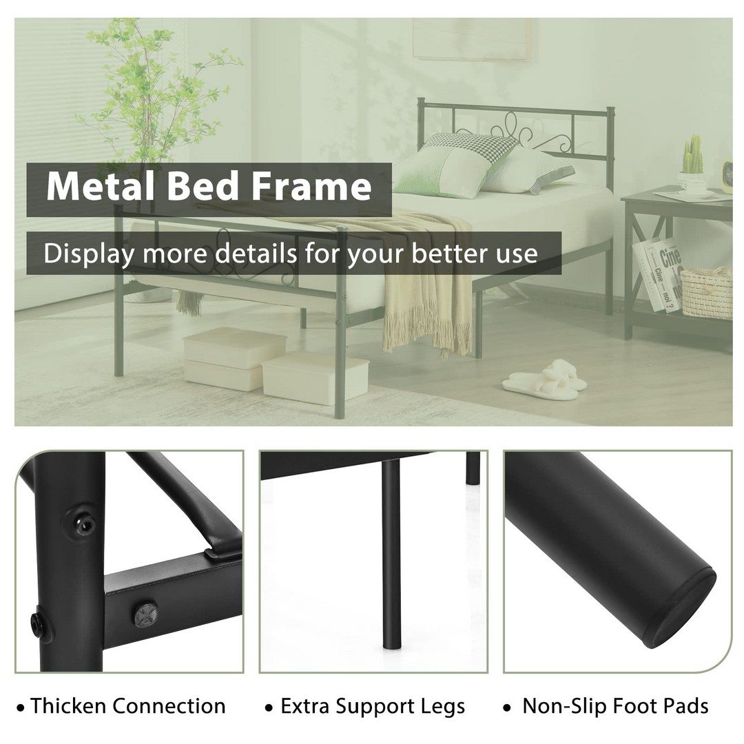 King/Queen/Full/Twin Size Mattress Foundation w/Heavy Duty Steel Slat Support, No Box Spring Needed