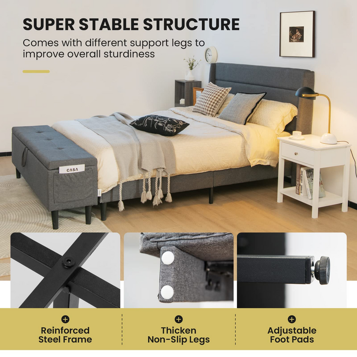 Giantex Queen/Full Size Bed Frame with Storage Ottoman