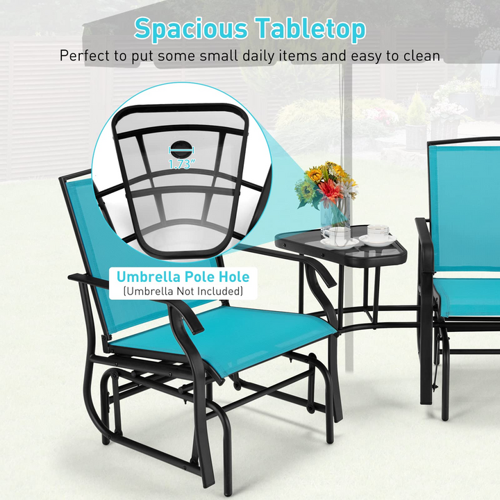 Giantex Outdoor Glider Chairs with Table &amp; Umbrella Hole