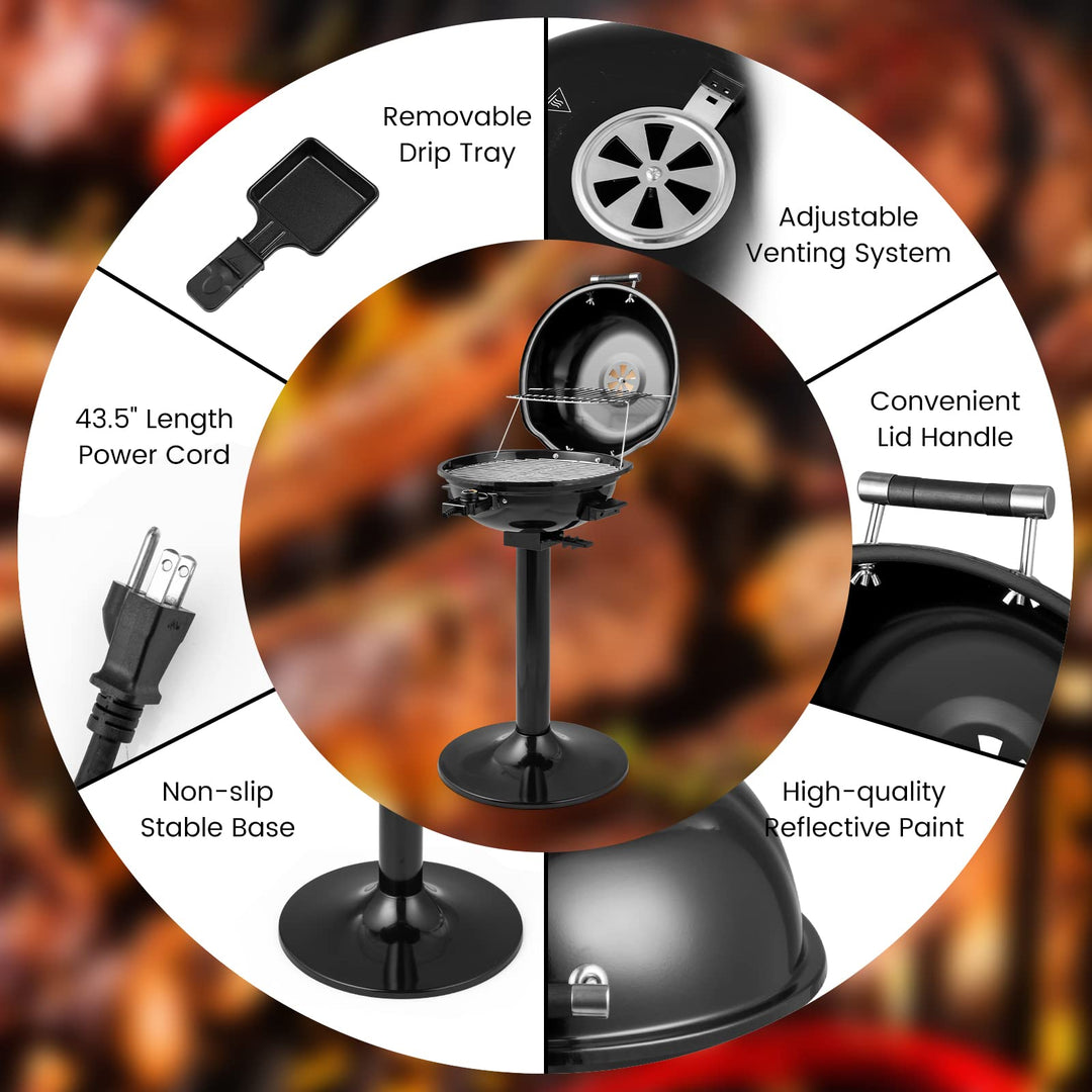 Giantex 1600W Electric BBQ Grill with Removable Non-Stick Warming Rack