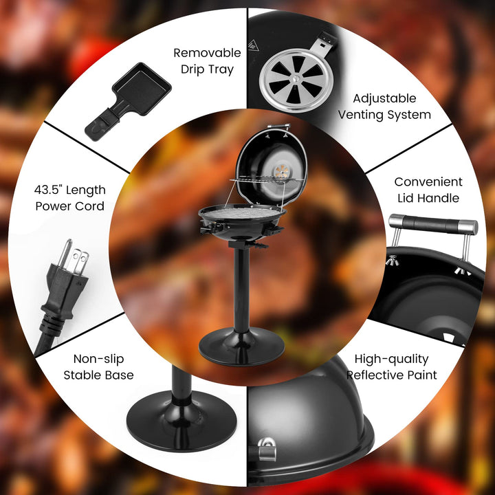 Giantex 1600W Electric BBQ Grill with Removable Non-Stick Warming Rack