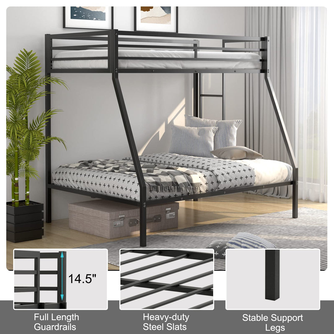 Giantex Metal Bunk Bed, Twin Over Full Size Bed w/ Removable Ladder &amp; Steel Slats Support