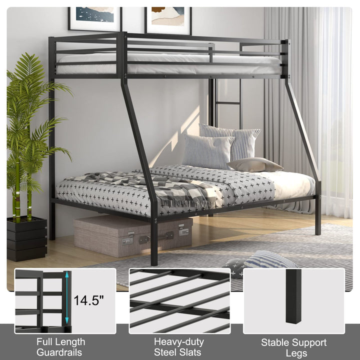 Giantex Metal Bunk Bed, Twin Over Full Size Bed w/ Removable Ladder &amp; Steel Slats Support