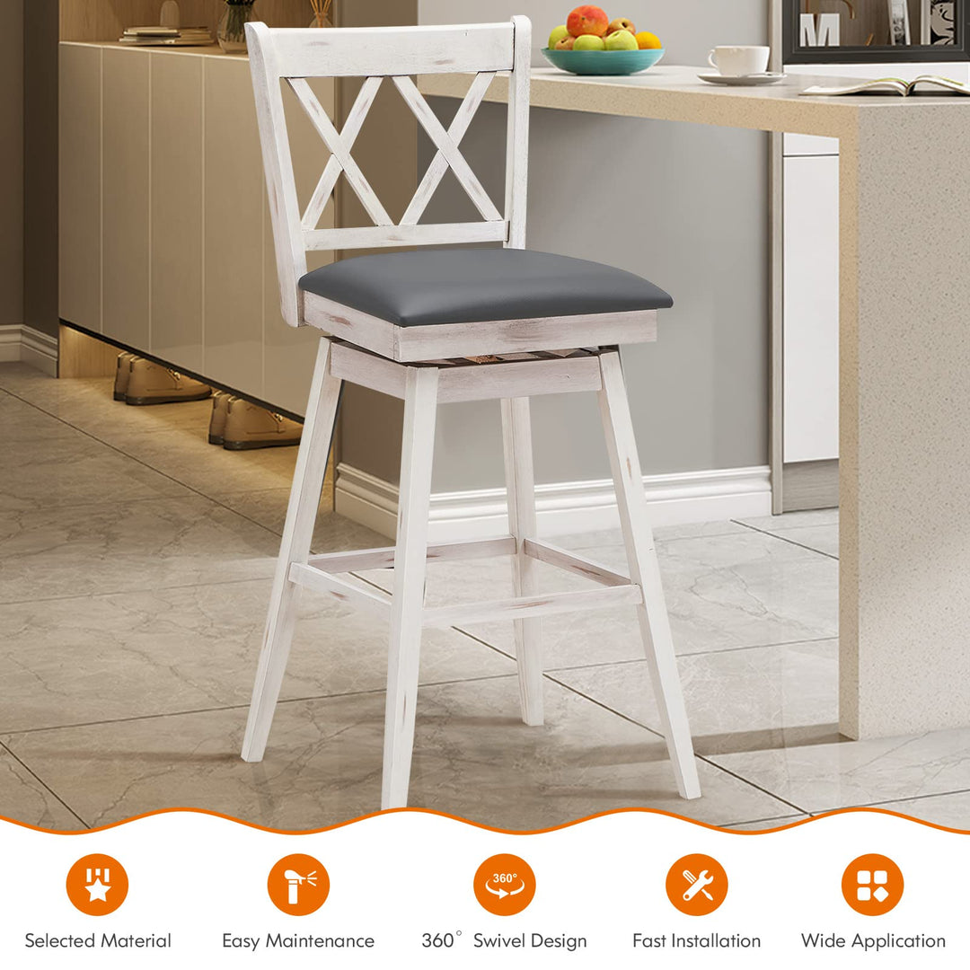 Giantex Bar Stool with Foot Rest Upholstered Cushion &amp; Ergonomic Backrest