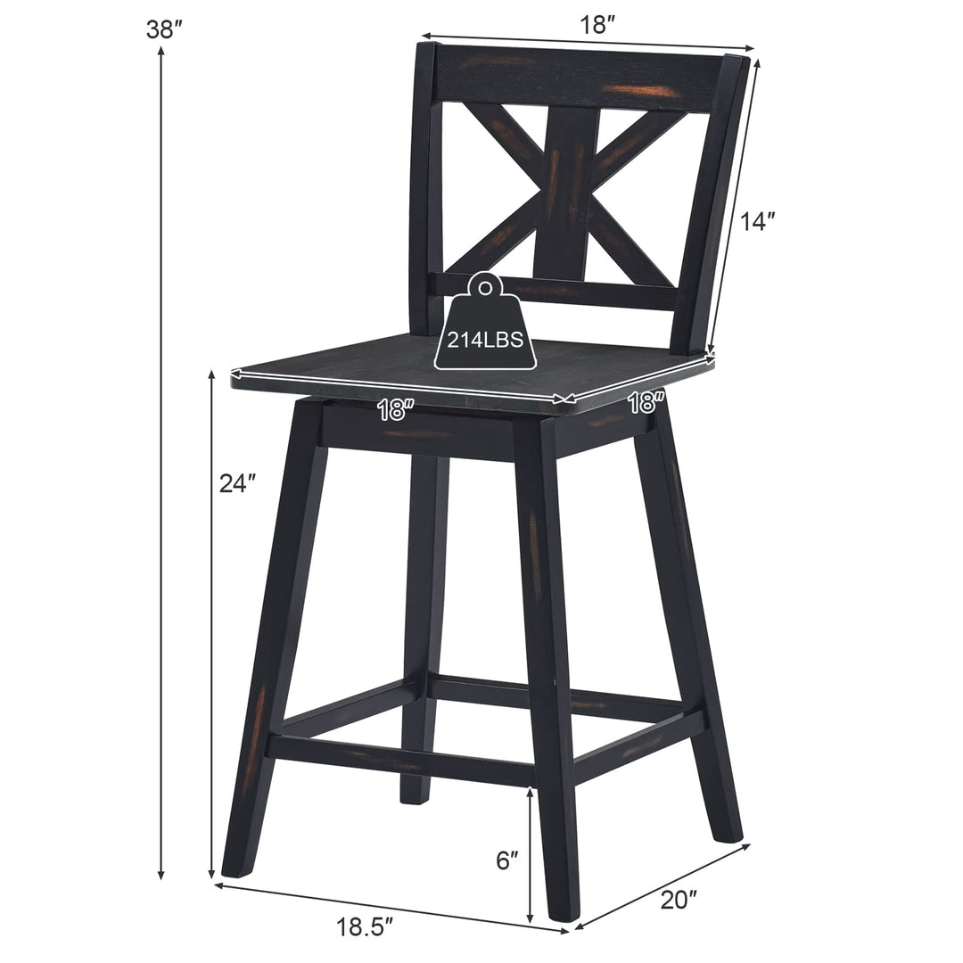360 Degree Rubber Wood Bar Chairs, Vintage Bar Stools for Home, Restaurant &amp; Pub