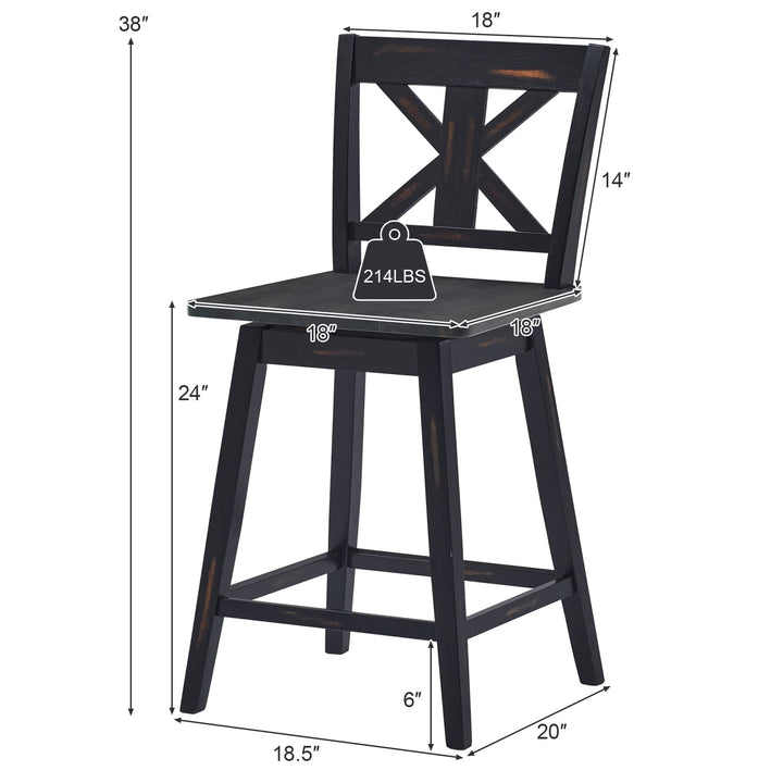 360 Degree Rubber Wood Bar Chairs, Vintage Bar Stools for Home, Restaurant &amp; Pub
