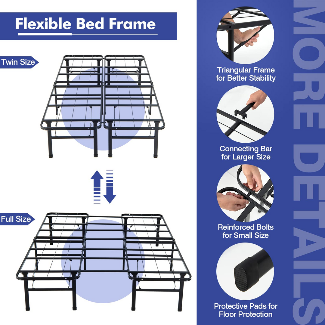 Giantex Twin/Full Size Portable Bed Frame Steel Platform Bed
