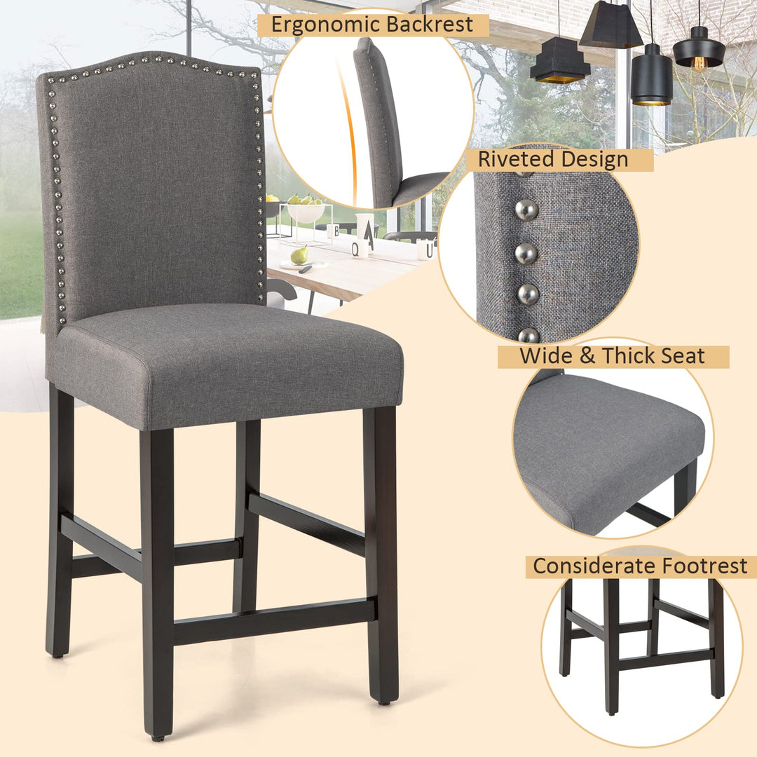 Giantex Bar Stools Set of 2, 25" Counter Height Bar Dining Chairs with Rubber Wood Legs