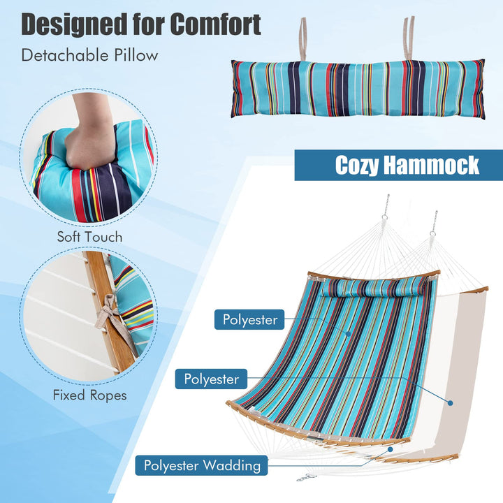 Giantex Hammock with Stand Included Portable 2-Person Outdoor Hammock(Blue &amp; Red)