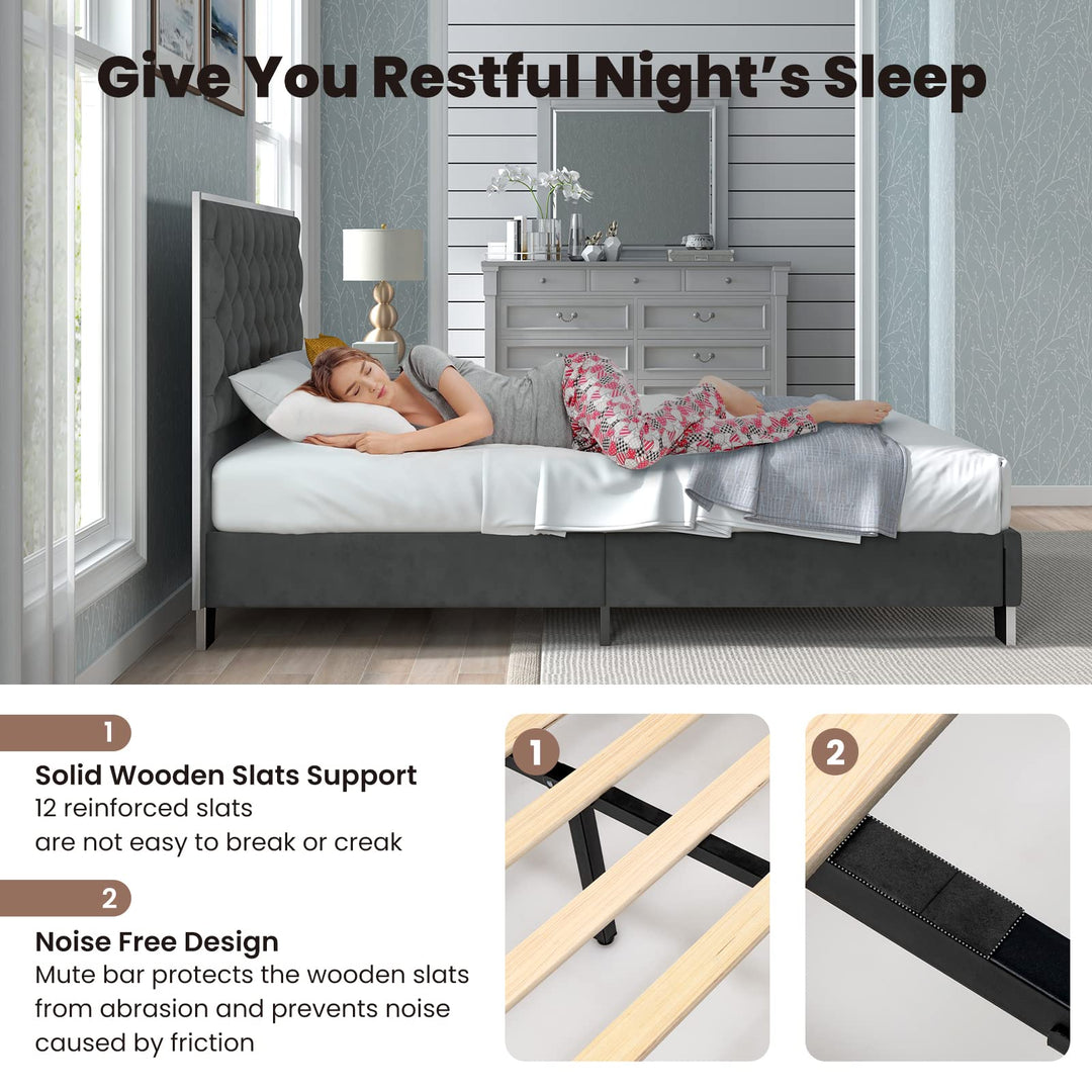 Giantex Queen/Full Size Upholstered Bed Frame, Modern Platform Bed