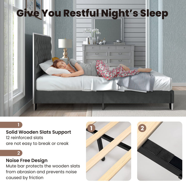 Giantex Queen/Full Size Upholstered Bed Frame, Modern Platform Bed