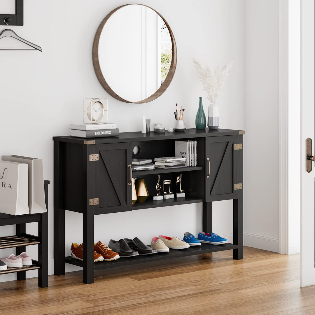 Giantex Buffet Sideboard, Farmhouse Wood Cupboard w/ 2 Storage Cabinets &amp; 2-Tier Open Shelf