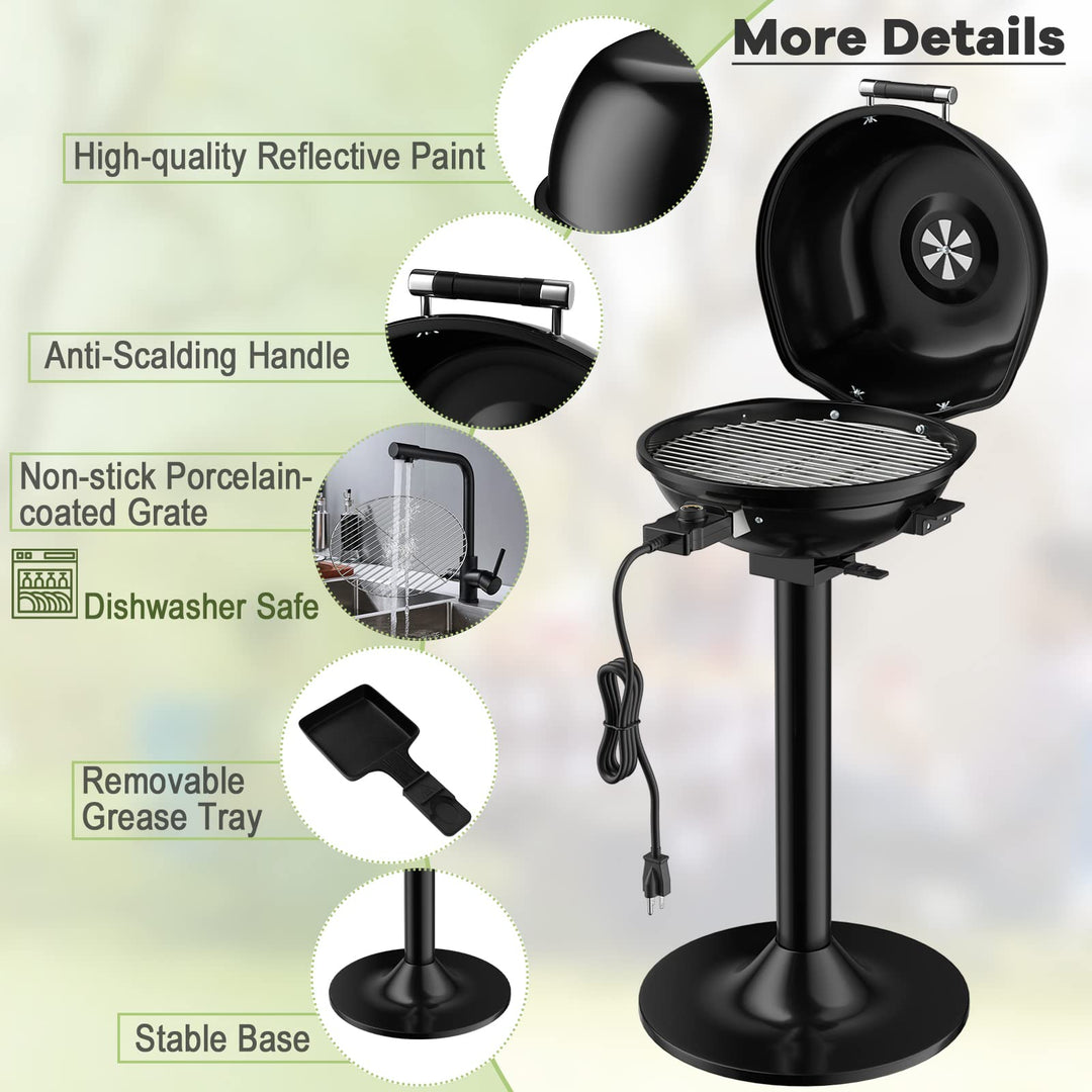 Giantex 1600W Portable Electric BBQ Grill with Removable Non-Stick Rack