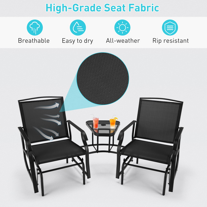 Giantex Outdoor Glider Chairs with Table &amp; Umbrella Hole