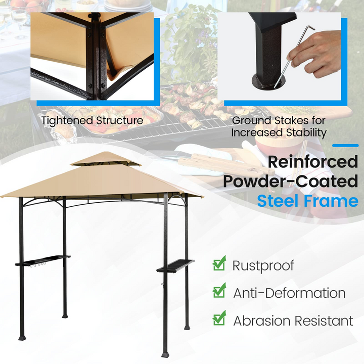 Giantex Grill Gazebo, 8ft x 5ft Grill Station with Canopy, Outdoor Grill Shelter Barbecue Tent