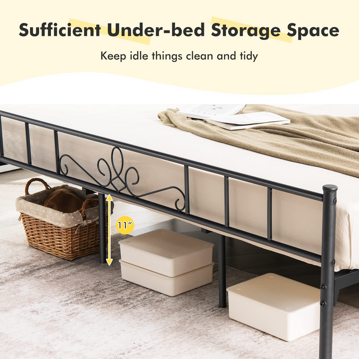 King/Queen/Full/Twin Size Mattress Foundation w/Heavy Duty Steel Slat Support, No Box Spring Needed