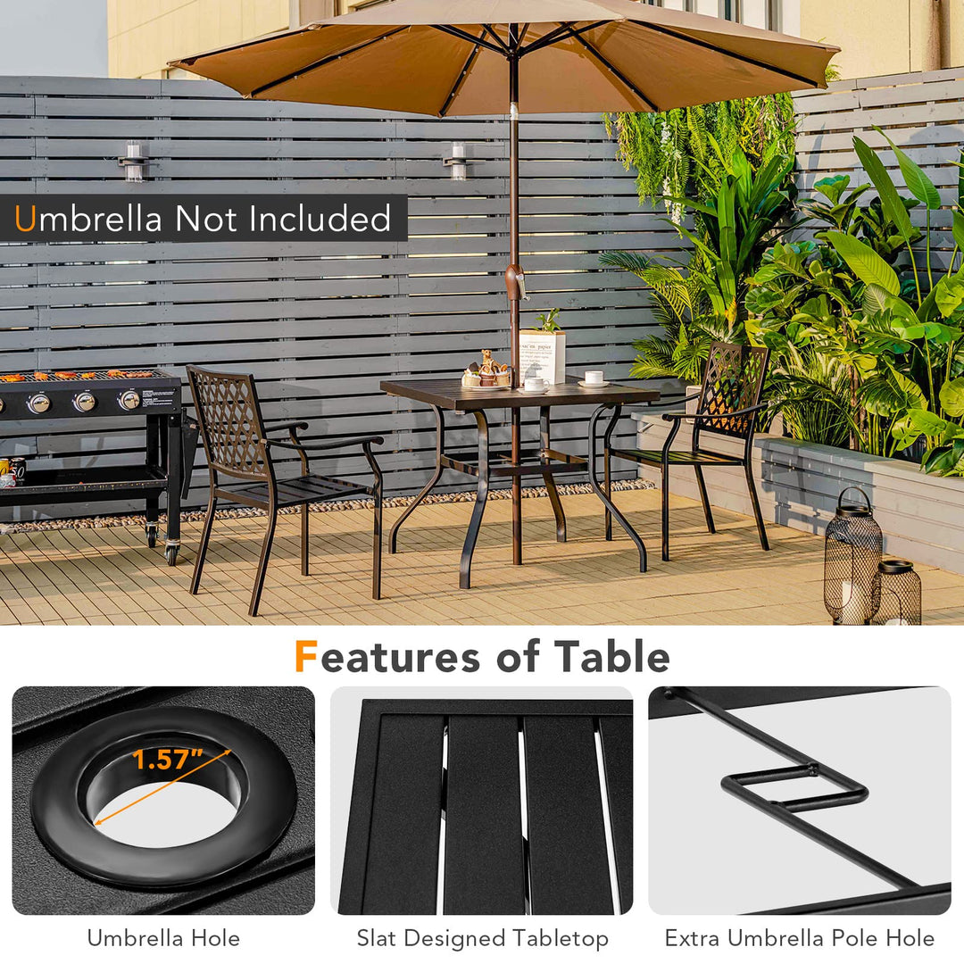 Giantex 3 Pieces Outdoor Dining Set, Patio Table &amp; 2 Stackable Chairs, Outside Dining Furniture