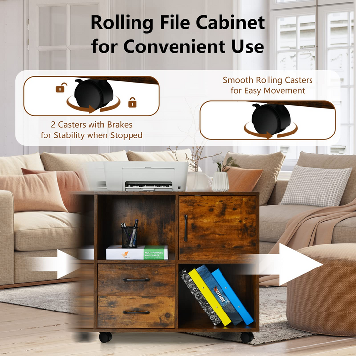 Giantex Printer Stand Under Desk - Mobile File Cabinet