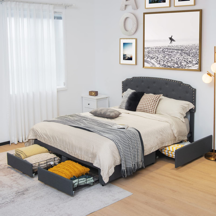 Giantex Queen/Full Upholstered Platform Bed Frame