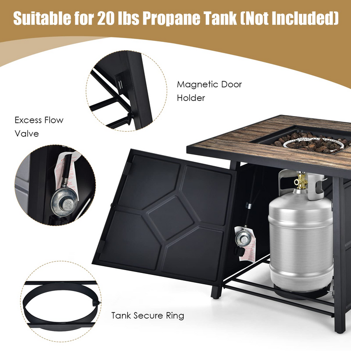 Fire Pits for Outside Outdoor Propane Fire Pit Table, 28" Patio Gas Fireplace W/ Lid &amp; Lava Rocks