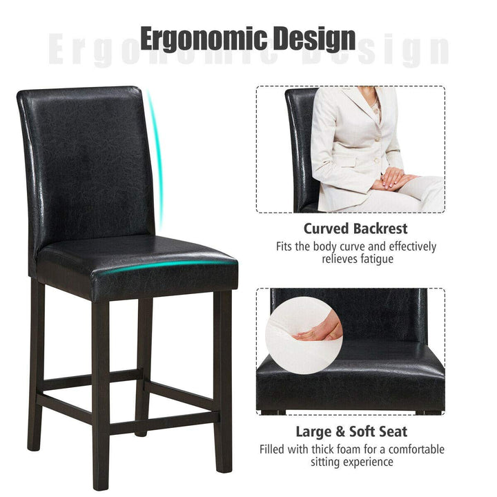 Giantex 25 inch Wooden Vintage Bar Chairs, Counter Stools w/ Upholstered Foam Cushion &amp; Solid Rubber Wood Legs