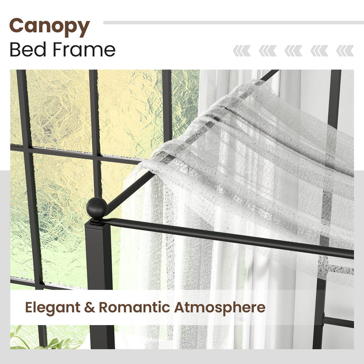 Giantex Full Size Metal Canopy Bed Frame, Modern Platform Bed Frame with 4 Poster &amp; Headboard