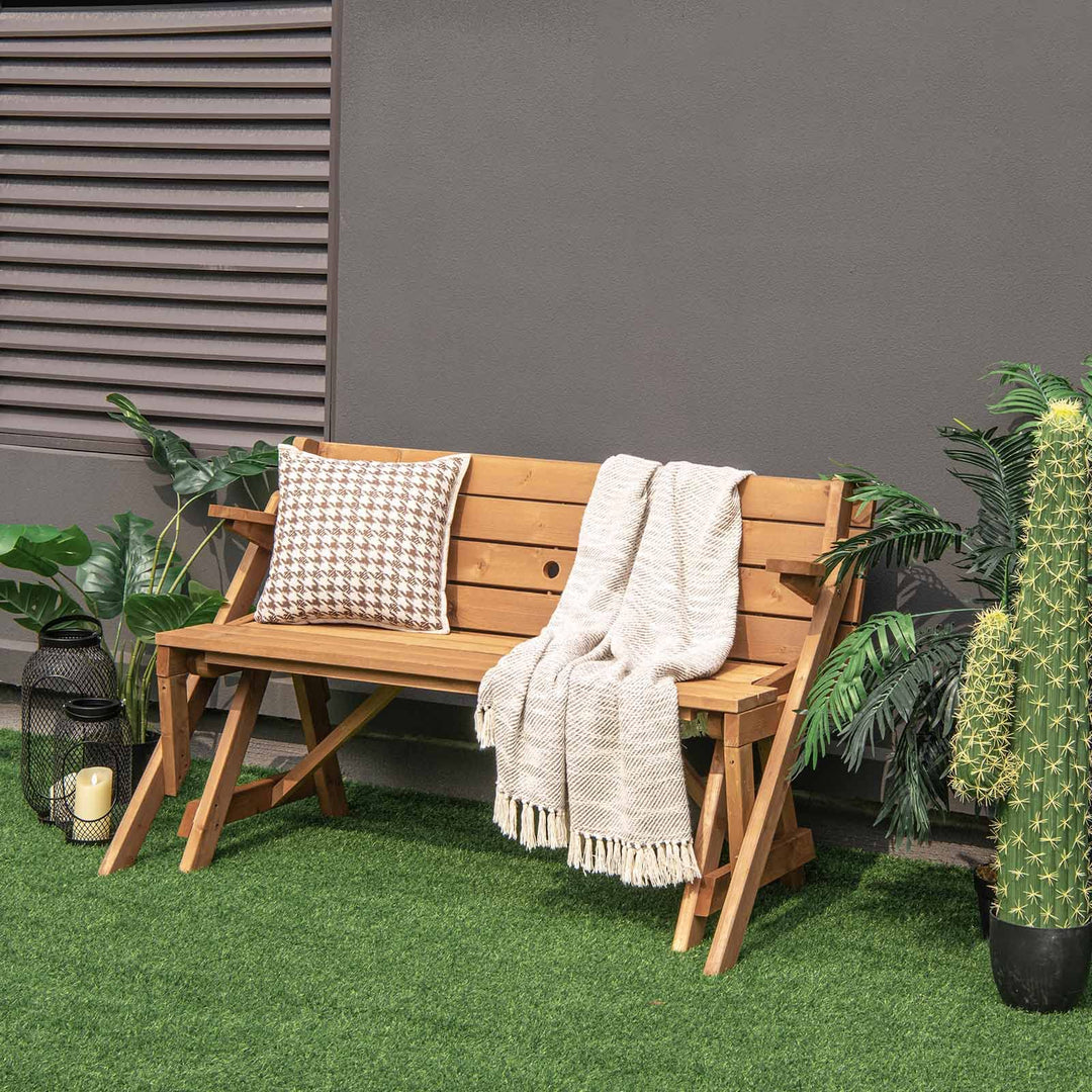 Giantex Wooden Picnic Table Set, 2 in-1 Folding Picnic Bench Set Transforming Interchangeable