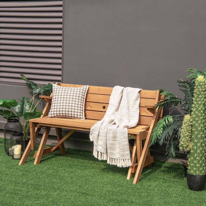Giantex Wooden Picnic Table Set, 2 in-1 Folding Picnic Bench Set Transforming Interchangeable
