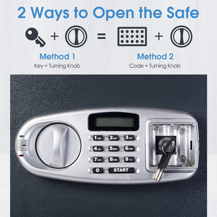 Safe Box Security Lock Box with Double Door and Keys, Gun Cash Valuable Storage
