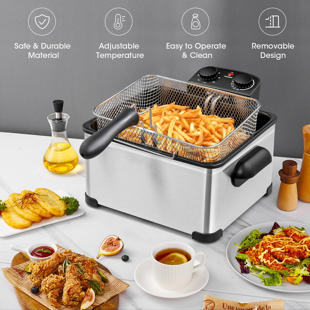 1700W Electric Deep Fryer with 3 Baskets - Giantex
