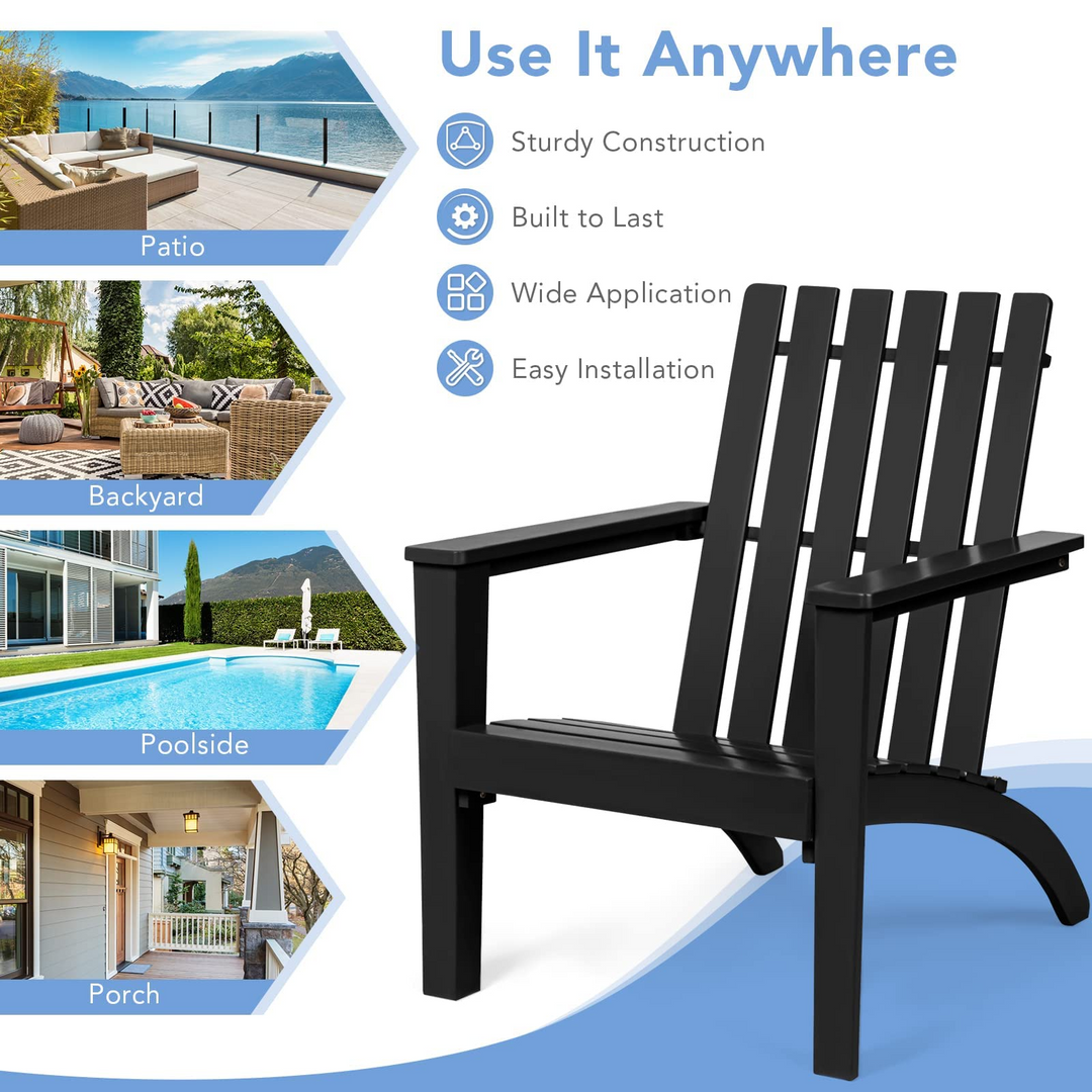 Giantex Wooden Adirondack Chair W/Ergonomic Design Outdoor Chair for Yard