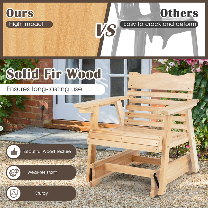 Giantex Outdoor Wood Rocking Chair with High Back and Widened Armrests