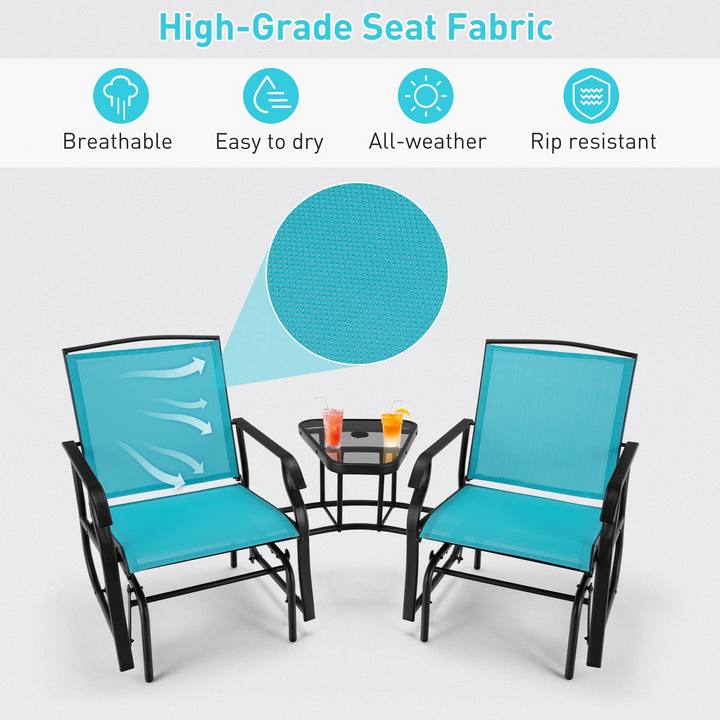 Giantex Outdoor Glider Chairs with Table &amp; Umbrella Hole