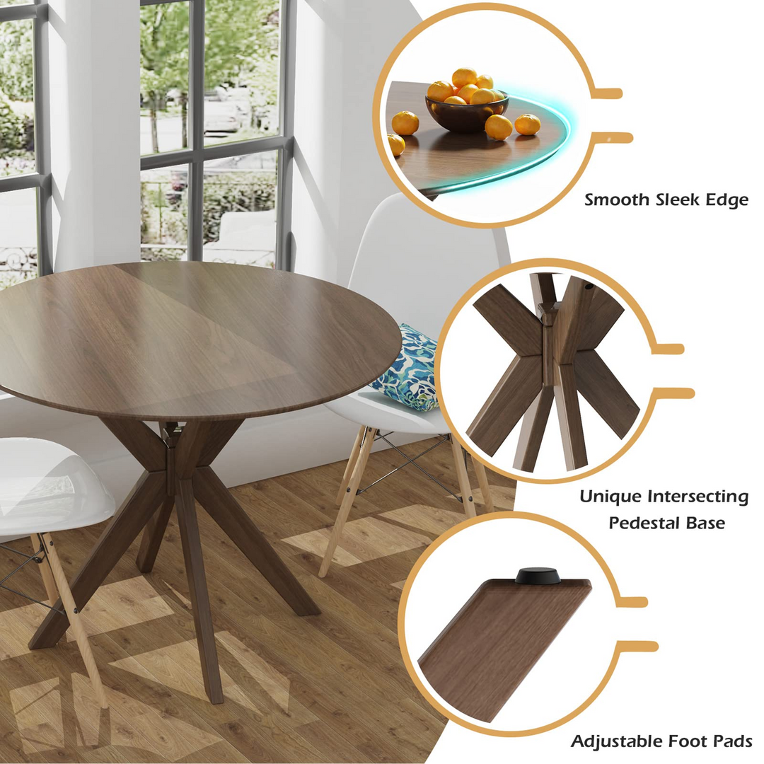 Giantex 36 Inch Round Wood Dining Table with Intersecting Pedestal Base