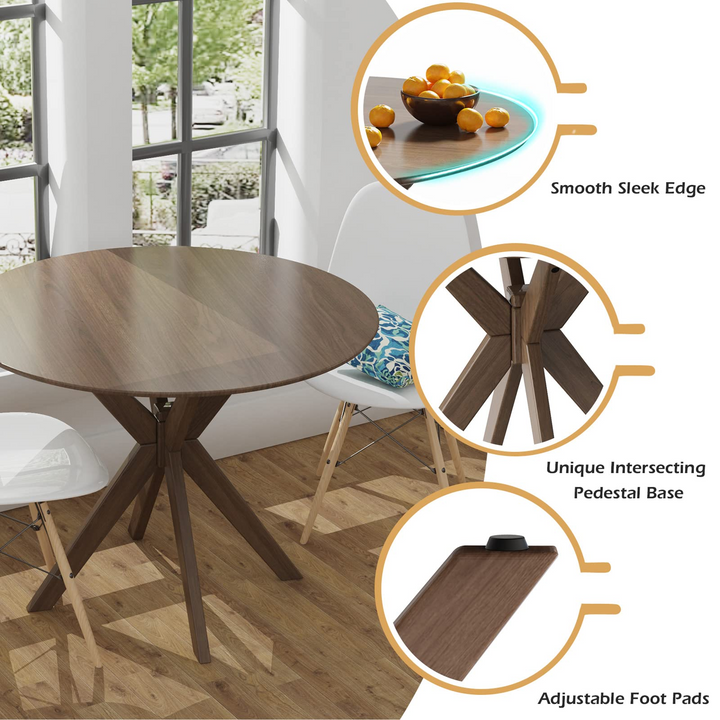 Giantex 36 Inch Round Wood Dining Table with Intersecting Pedestal Base