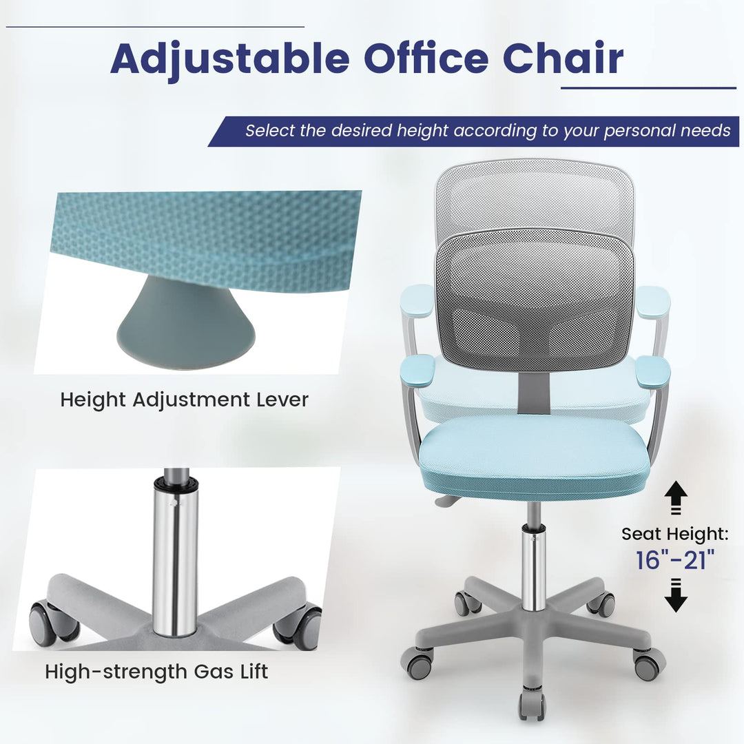 Giantex Ergonomic Home Office Chair, Mesh Low Back Desk Chair, Swivel Computer Chair with Y-Shaped Lumbar Support &amp; Comfy Armrest