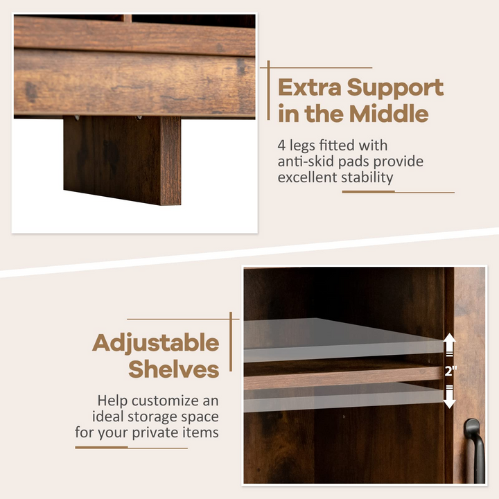 Giantex Buffet Sideboard, Farmhouse Kitchen Storage Cabinet, 9-Bottle Wine Rack &amp; 2 Door Cabinets