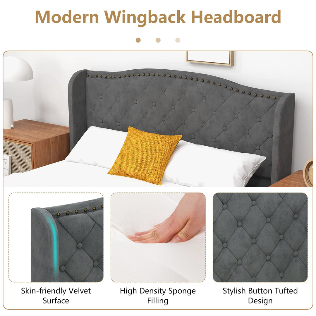 Giantex Queen/Full Size Velvet Upholstered Bed Frame
