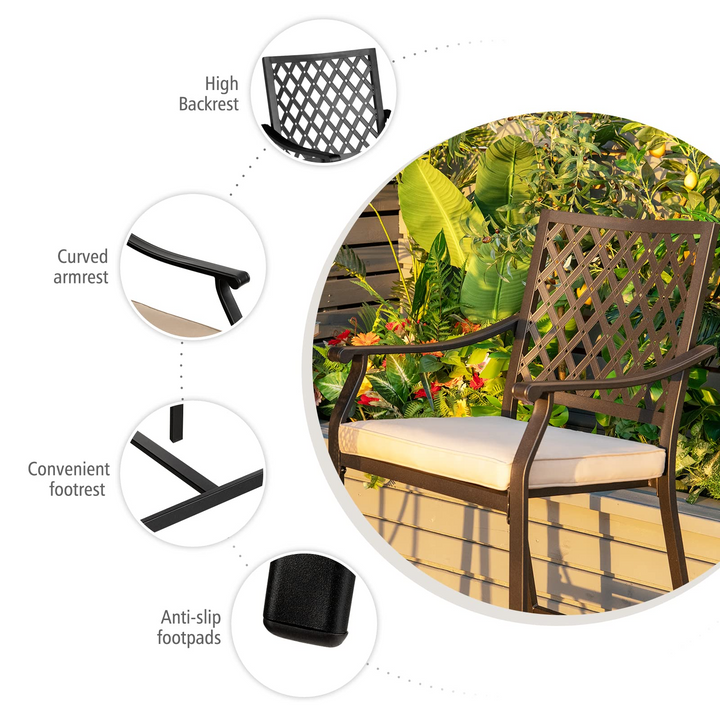 Set of 2 or 4 Patio Bar Chairs Outdoor High Chairs with Cushion Metal Bistro Stool
