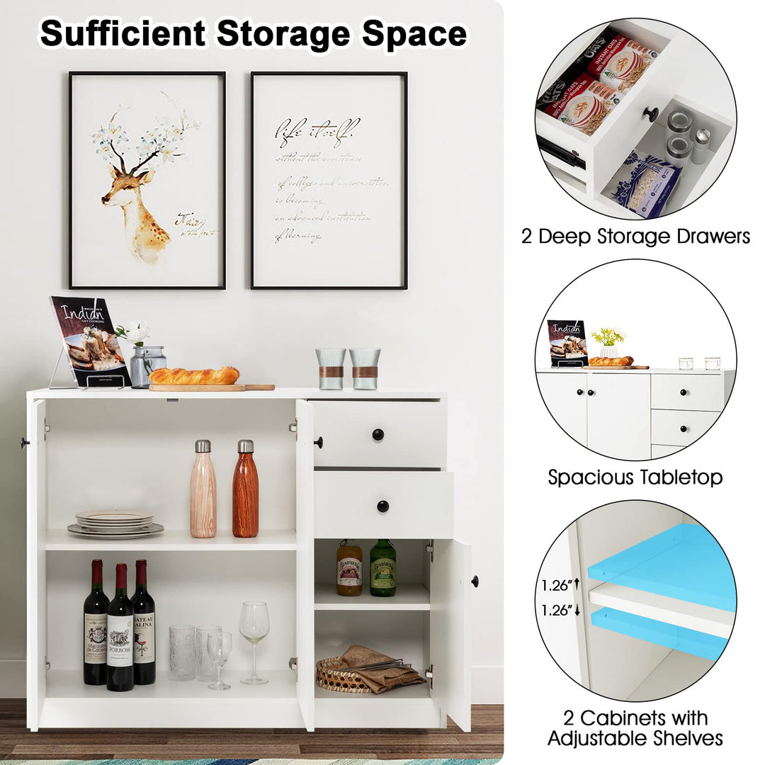 Giantex Buffet Cabinet with Storage - Kitchen Sideboard with 2 Drawers, 3-Door Large &amp; Small Cabinet
