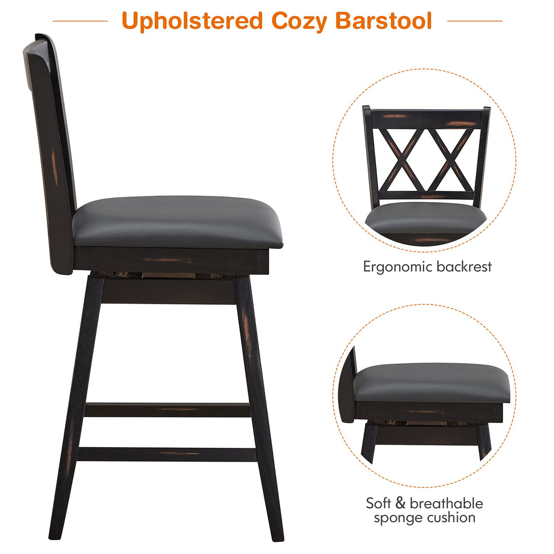 Giantex Bar Stool with Foot Rest Upholstered Cushion &amp; Ergonomic Backrest