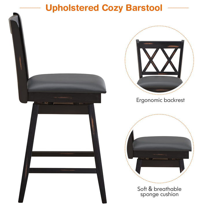 Giantex Bar Stool with Foot Rest Upholstered Cushion &amp; Ergonomic Backrest