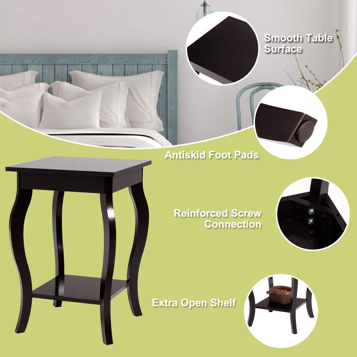 16" End Table W/Storage &amp; Shelf Curved Legs Home Furniture for Living Room